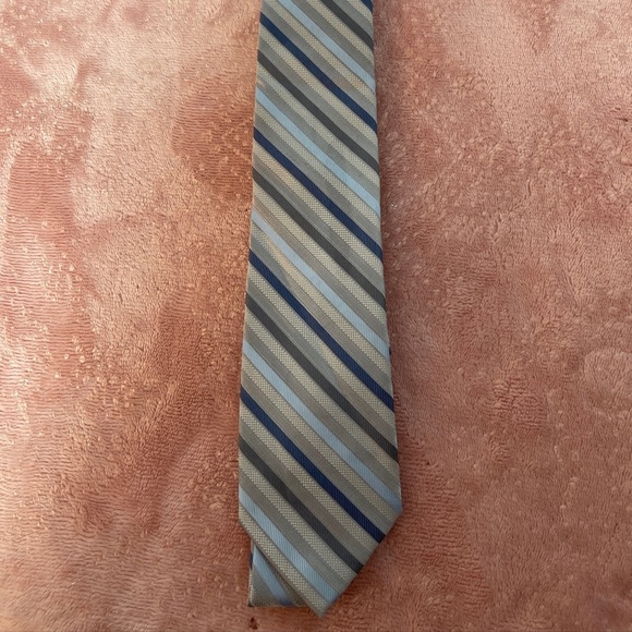 Calvin Klein Blue and Gray Striped Tie - Picture 3 of 8